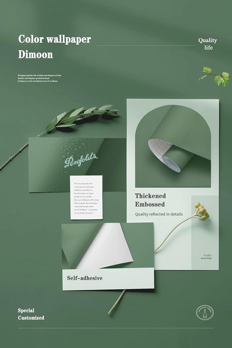 Dimoon 118''x17.7'' Green Peel and Stick Wallpaper Contact Paper Modern Self Adhesive Wall Paper Removable Renter Friendly Textured Solid Color Shelf Cabinet Vinyl Roll (118''x17.7'',Dark Green) - Image 4